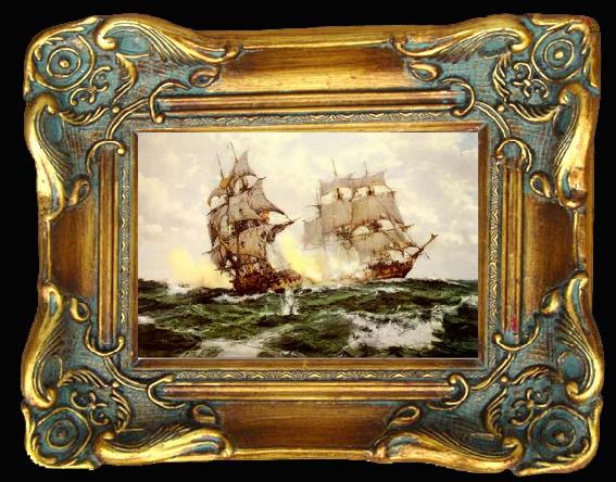 framed  unknow artist Seascape, boats, ships and warships. 130, Ta013-2